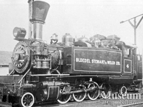 Bloedel, Stewart and Welch's 4 spot locomotive in Menzie's Bay