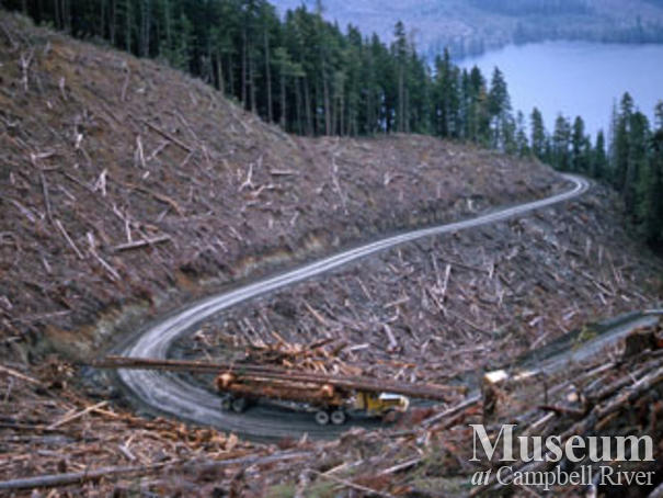 Loaded logging truck near Woss camp